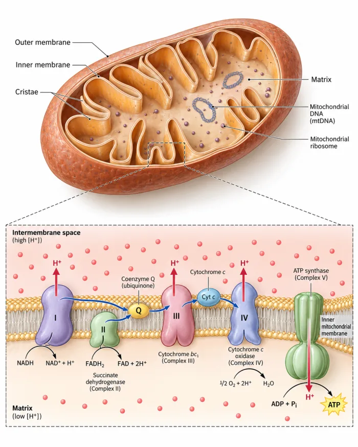 Mitochondrial structure and electron transport chain