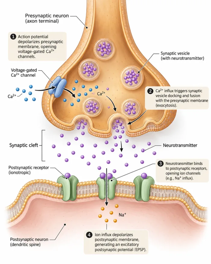 Synaptic transmission mechanism